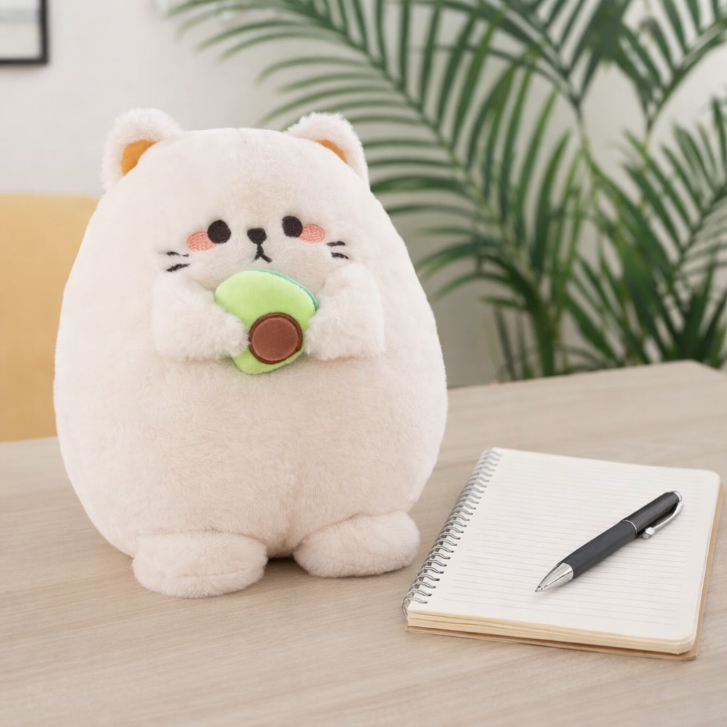 Cat Plushie Beige Color with Avacado