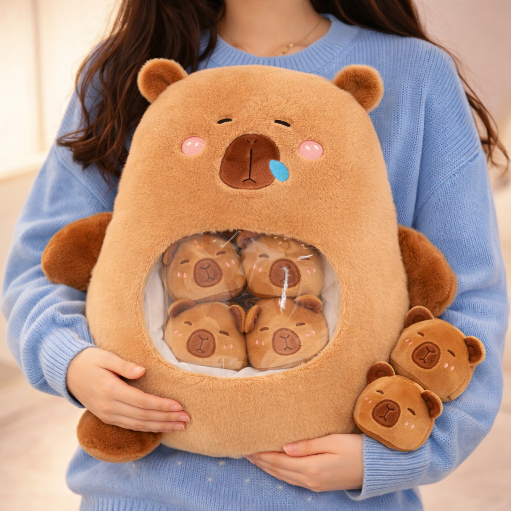 Cutest Capybara Plush with 6 Babies