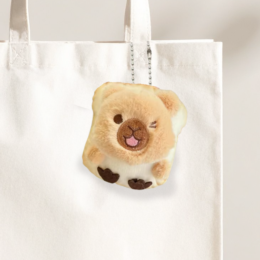 Toast Capybara Plush Keychain