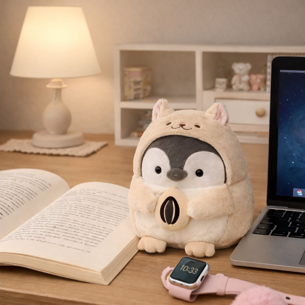 Penguin Plush with Sunflower Seed 8 inch - pink