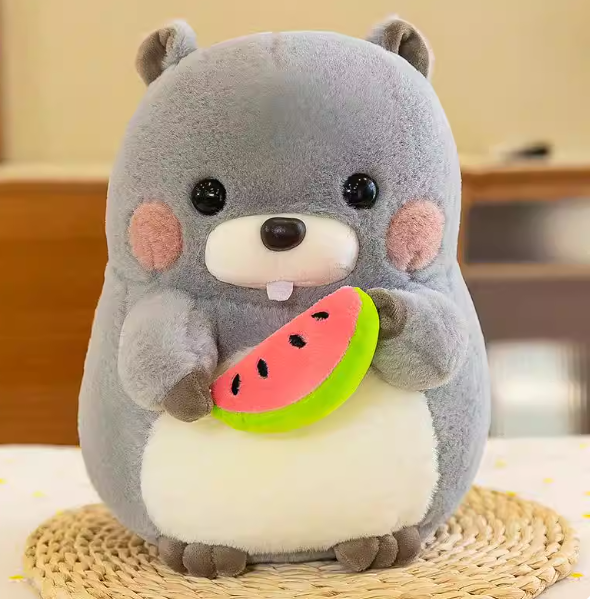 Cute Otter with Watermelon Plush - Grey