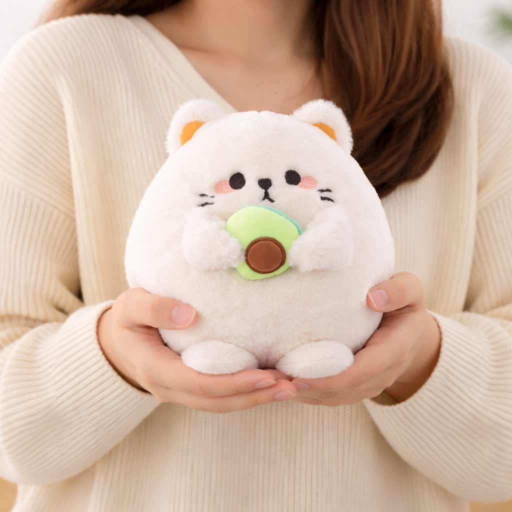 Cat Plushie Beige Color with Avacado