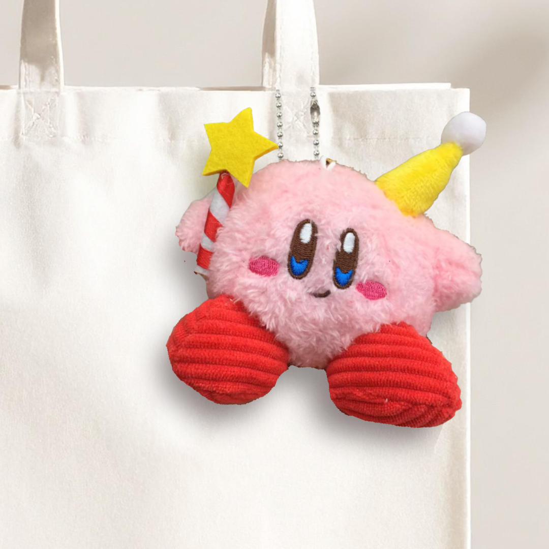 Pink Plush Yellow Star Keychain