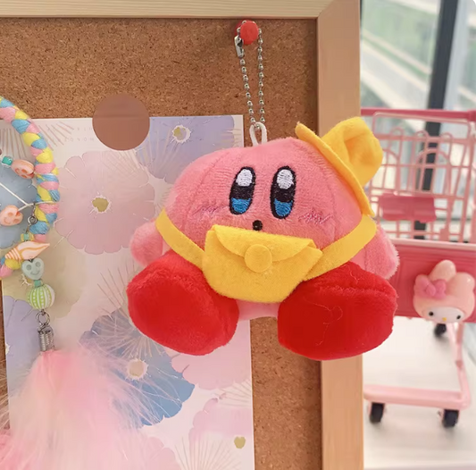 Pink Yellow Hat Plush Keychain