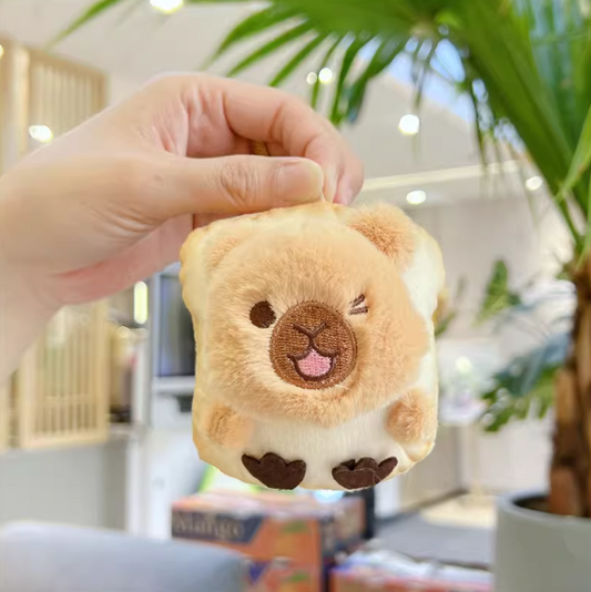 Toast Capybara Plush Keychain