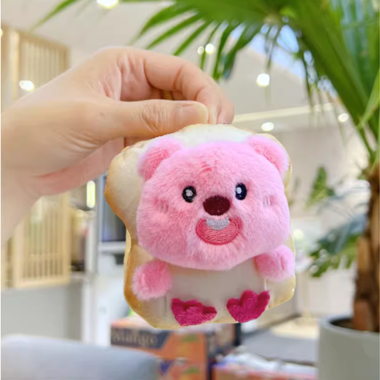 Toast Pink Plush Keychain