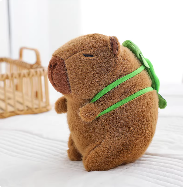 Capybara with Frog Backpack Plush