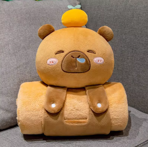 Capybara Blanket with Orange