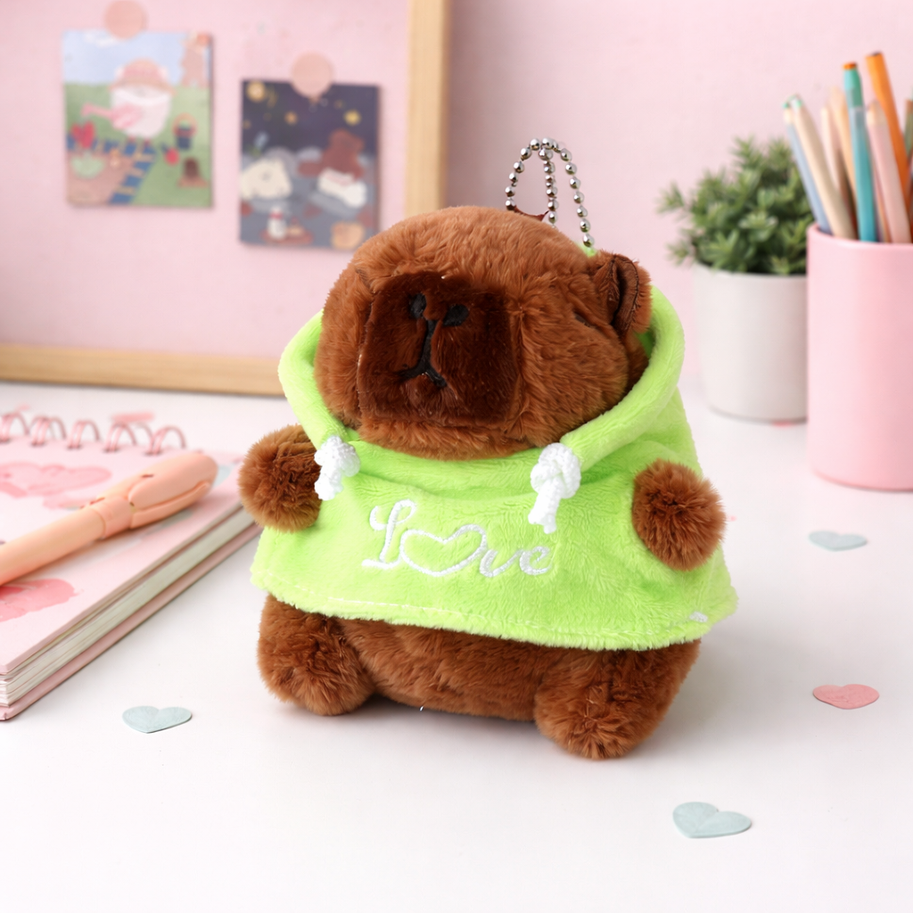 Capybara Green Sweater Keychain