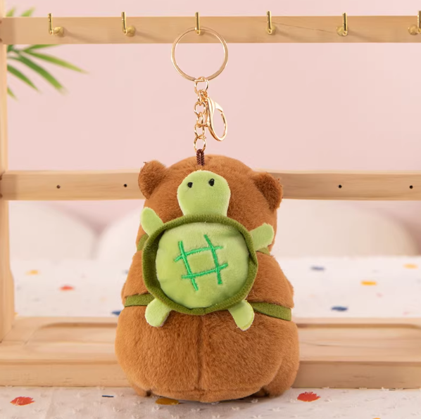 Capybara turtle backpack plush Keychain