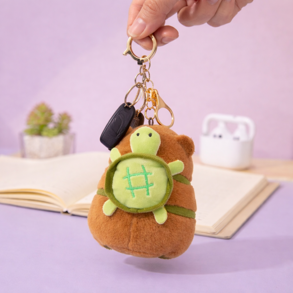 Capybara turtle backpack plush Keychain