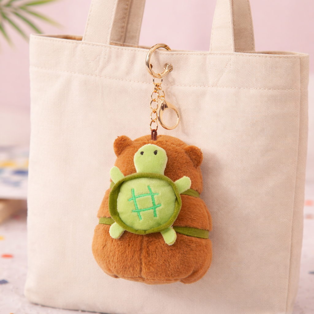 Capybara turtle backpack plush Keychain