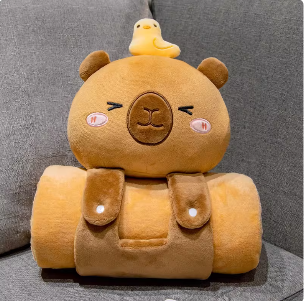 Capybara Blanket with Duck