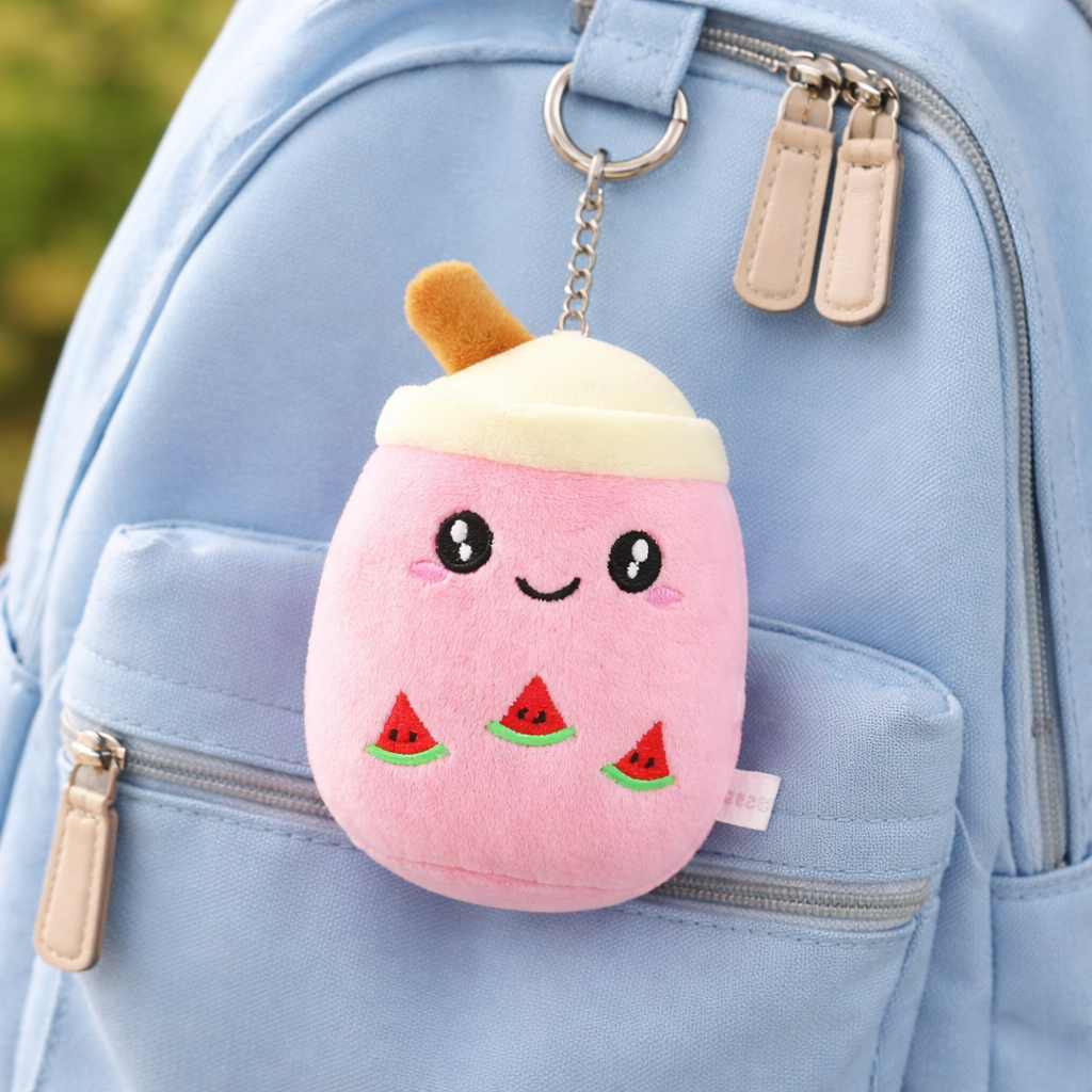 Hot Pink Boba Cute and Soft Keychain