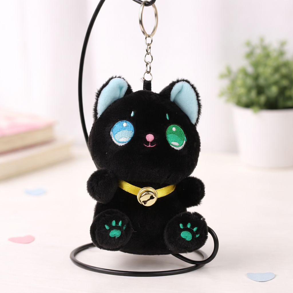 Black Kitty with Bell Keychain