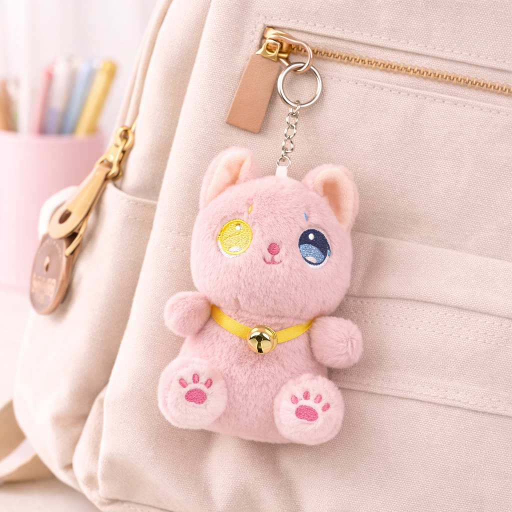Pink Kitty with Bell Keychain