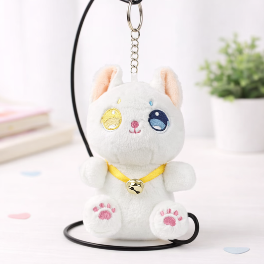 White Kitty with Bell Keychain
