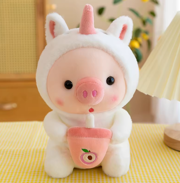 White Unicorn Piggy Plushie 9 in
