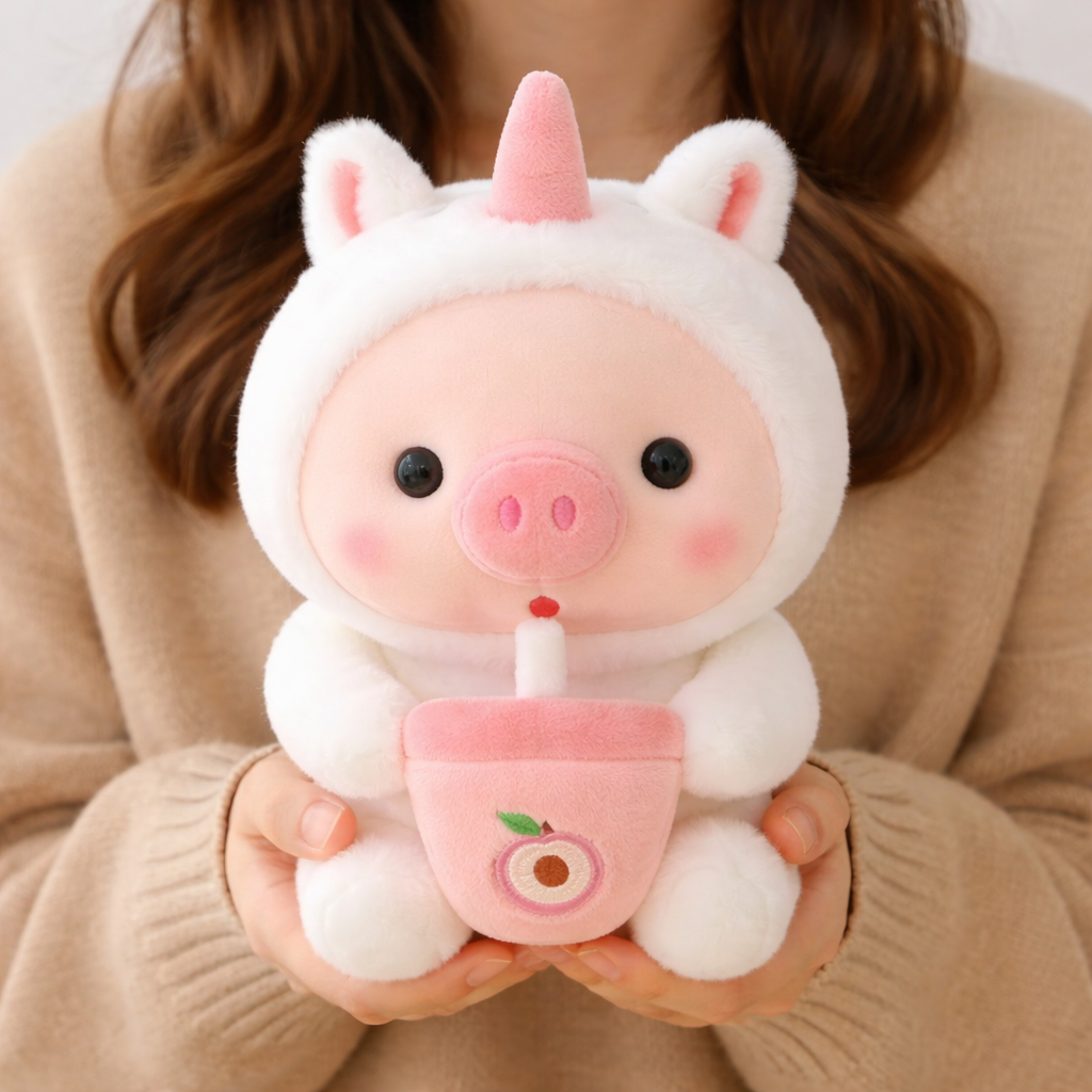 White Unicorn Piggy Plushie 9 in
