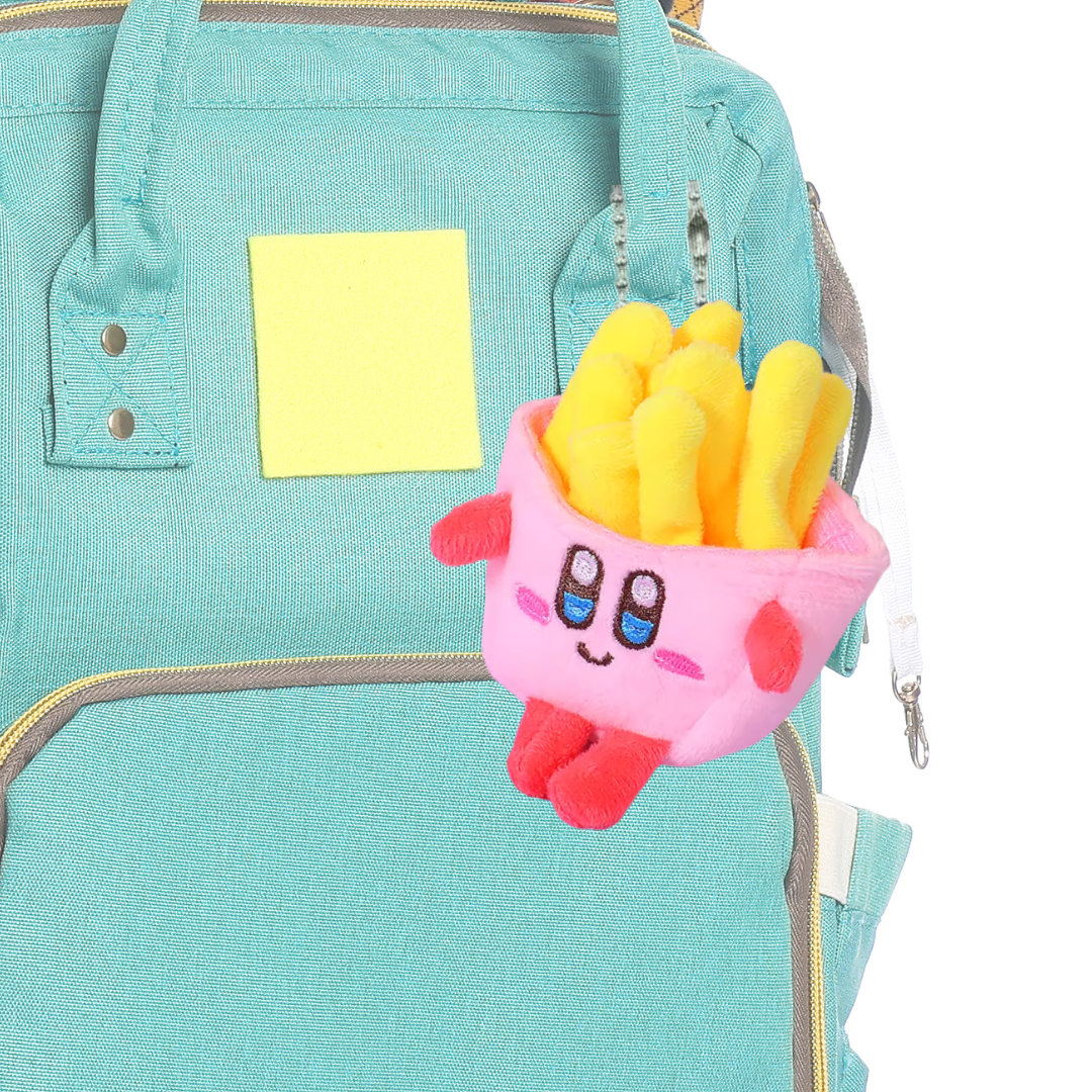 Happy French Fries Plush Keychain - Pink