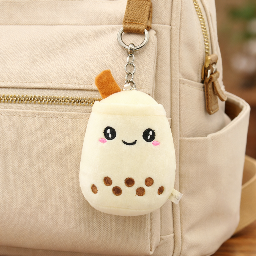 White Boba Cute and Soft Keychain